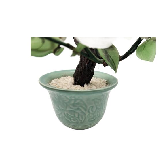 Vintage Glass Bonsai Tree with Celadon Planter, 9" Tall - Picture 9 of 11